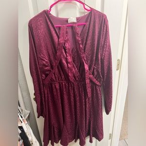 WINE CHETAH PRINT DRESS